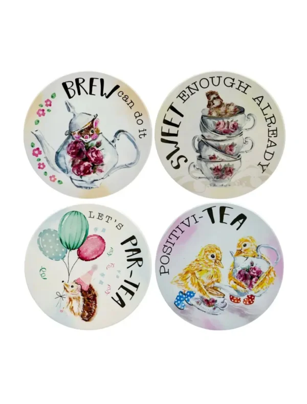 Tea Party Ceramic Coaster Set – Forest Family - Image 2