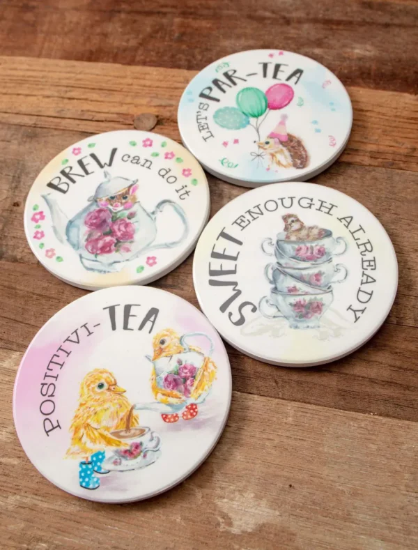 Tea Party Ceramic Coaster Set – Forest Family